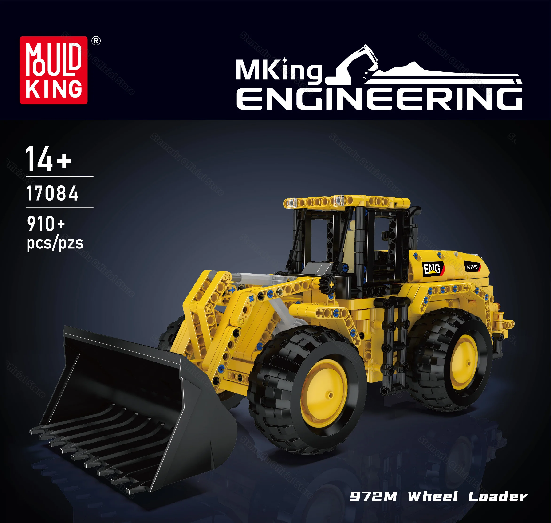 Mould King 17084 910Pcs 972M Wheel Loader Small Piece Building Block Model Engineering Truck Vehicle Excavator Bulldozer Bricks