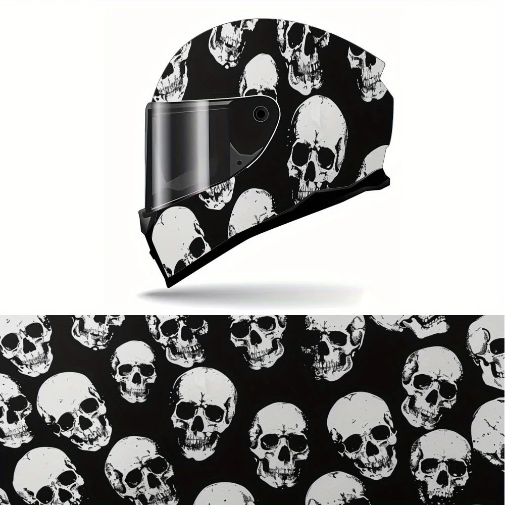 Pegatinas para casco de calavera en blanco y negro, PVC duradero, regalos, objetos, autoadhesivo impermeable, casco de carreras de motos Aestheti