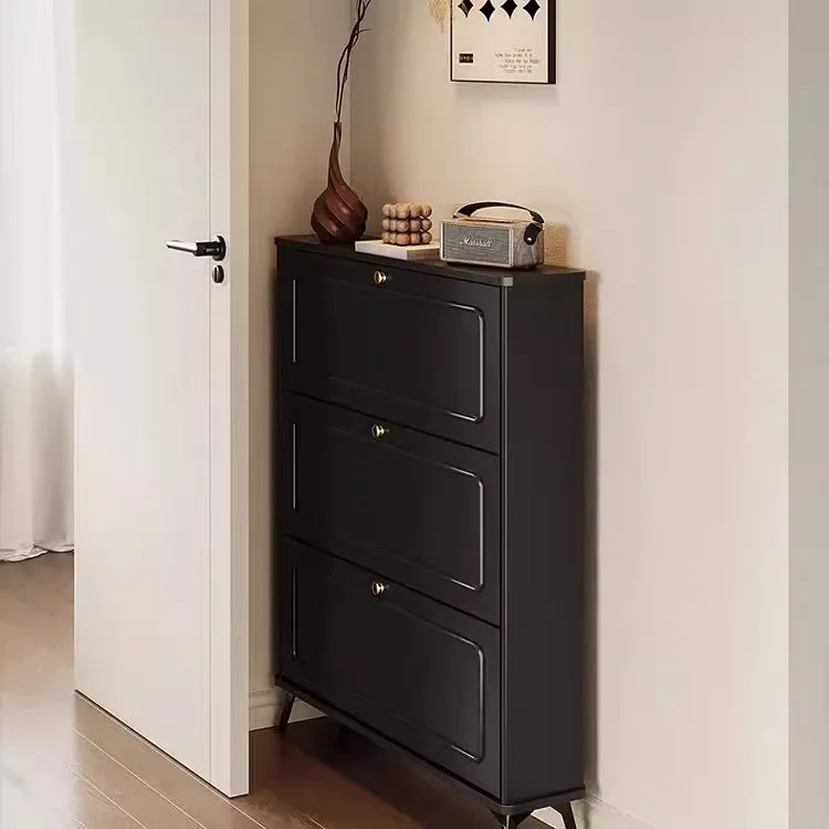 Solid Wood Ultra-thin Shoe Cabinet, Extremely Narrow Tipping Bucket Shoe Cabinet At The Entrance Of The Home, Light Luxury, And