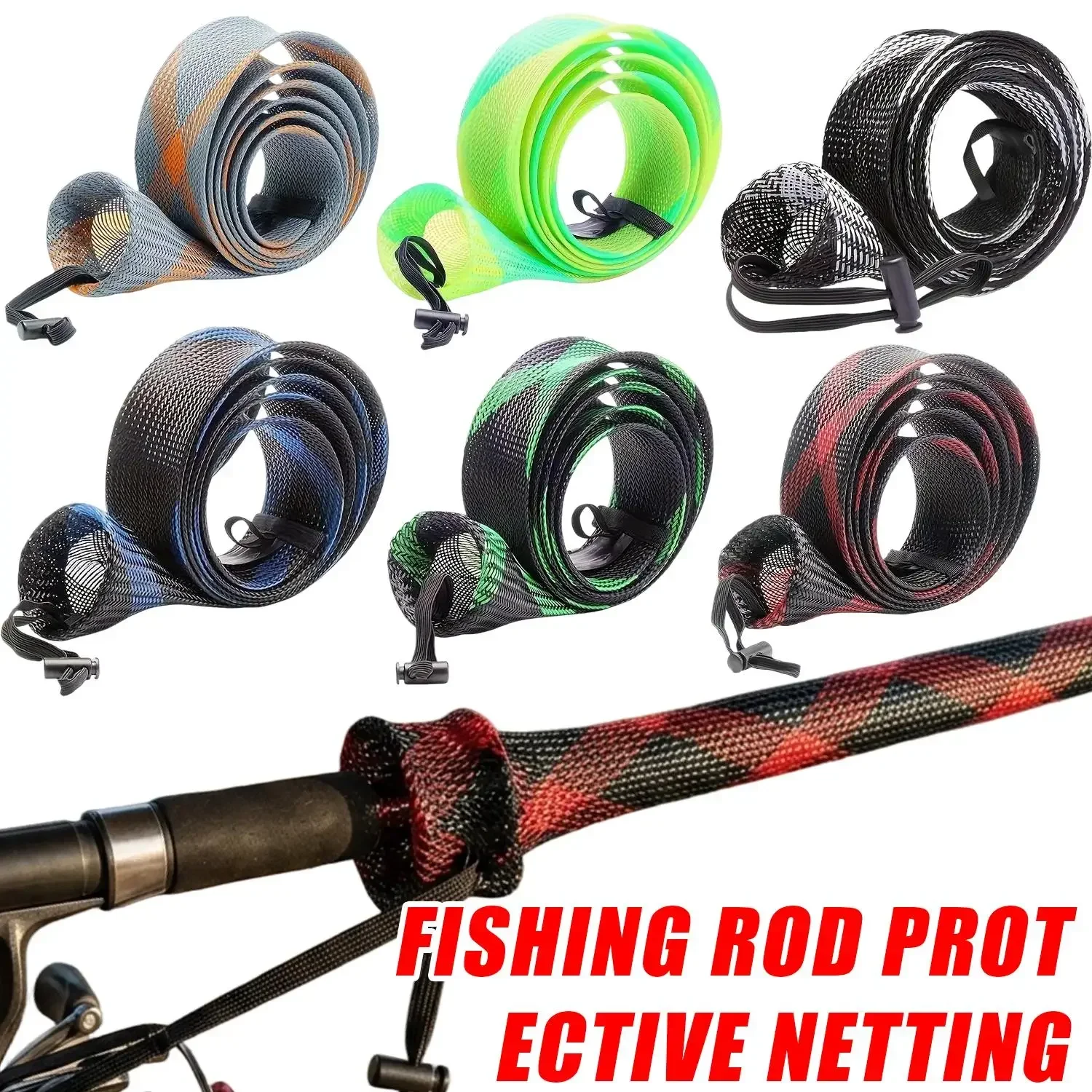 170cm Angelruten-Schutzhülle für Baitcasting- und Spinnruten, Atmungsaktiver PET-Netzsocken-Überzug, Feuchtigkeitsbeständig und Kratzfest, 2/1 Stück – Detail 5