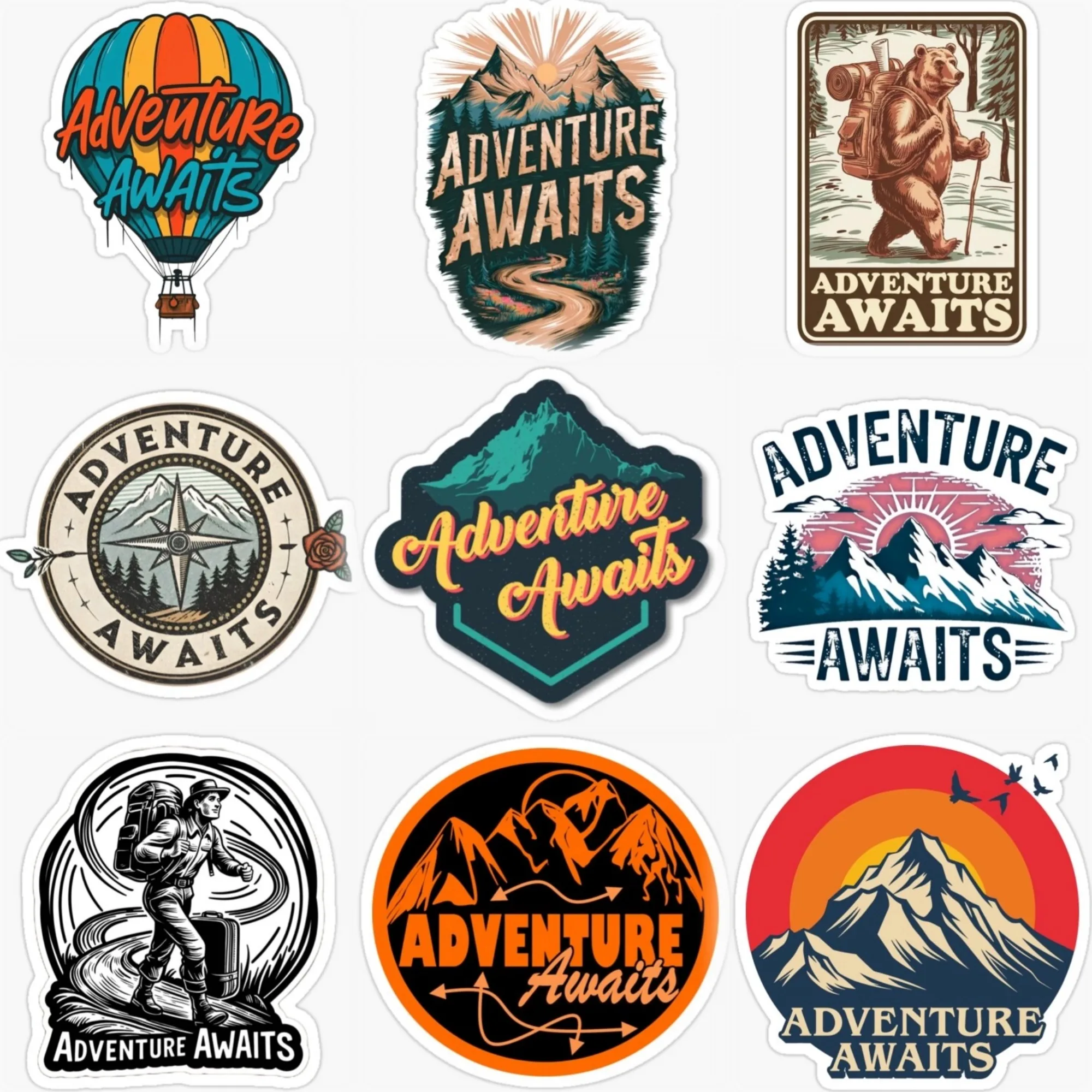 

Adventure Awaits Travel Camping Creative PVC Sticker for Decorate Car Truck Van Off-road Wall Helmet Bumper Decal Accessories