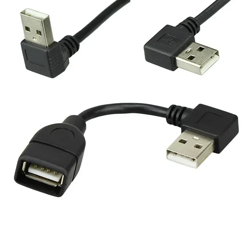 10cm 20cm USB 2.0 A Male to Female 90 Angled Extension Adaptor Cable USB2.0 Male To Female Right/left/down/up Black Cable Cord