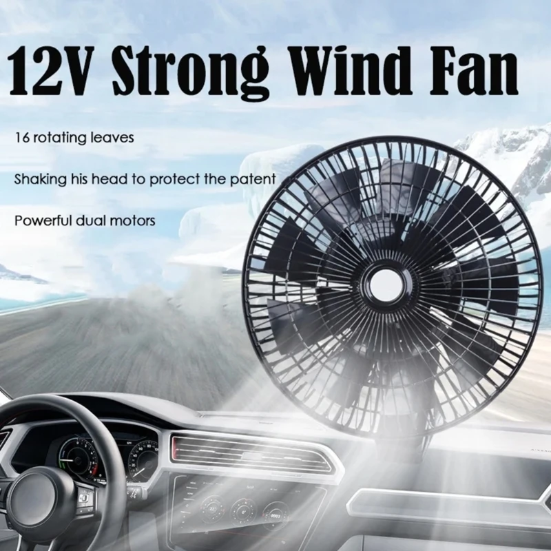 Oscillating Car Fan 12/24V with Strong Airflows Clip On Designings ABS Fan Portable Fan for Efficient Cooling In Vehicle