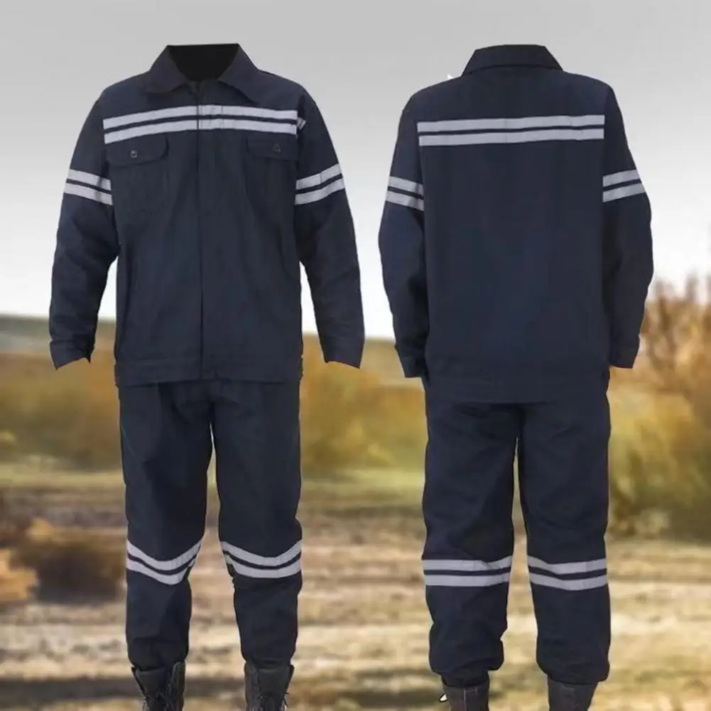 Reflective Strip Work Uniform High Visibility Workwear Set with Reflective Strip Jacket Stain-resistant for Miner for Working