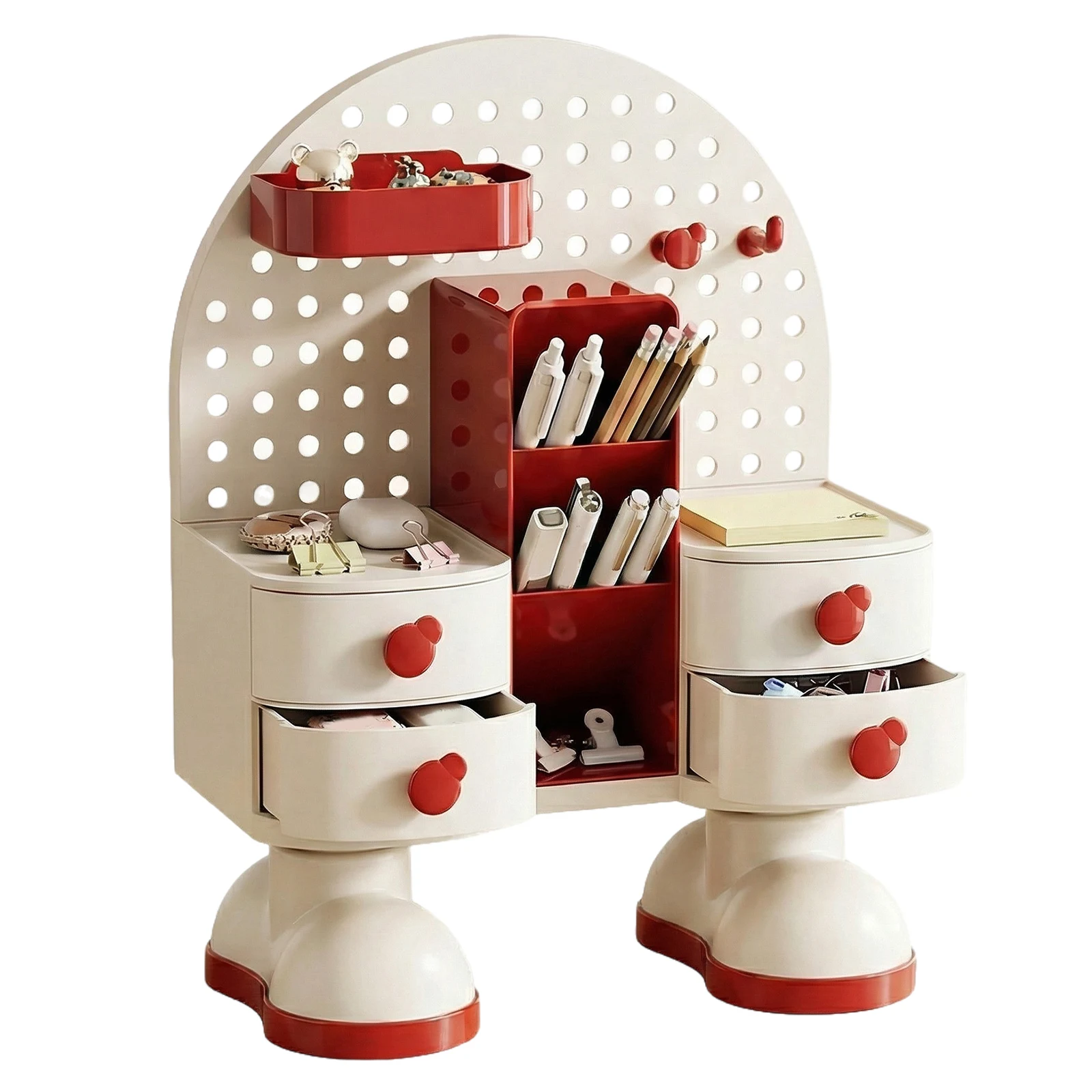 

Пластиковый органайзер для канцелярских принадлежностей с ящиками для школы, офиса, дома (красный)