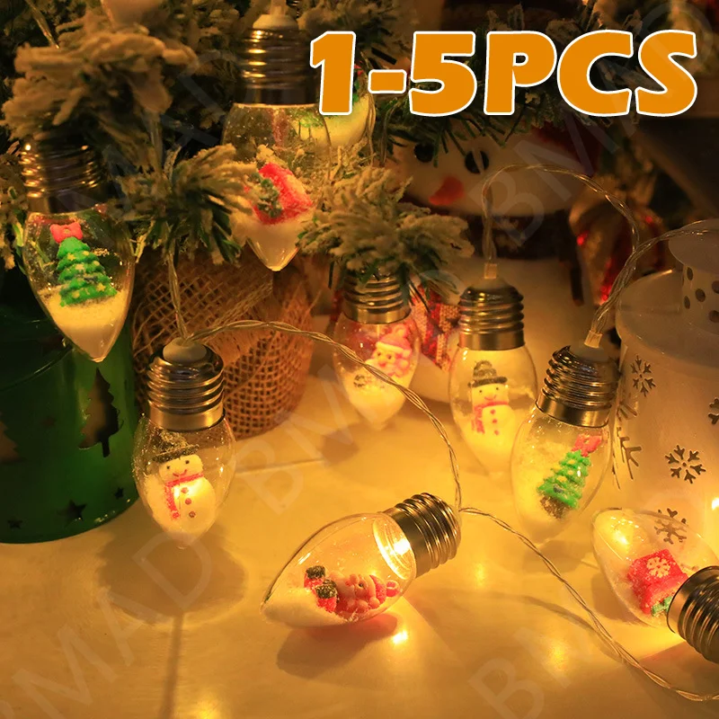 New Christmas Tree LED Clear Light String Wishing Ball Xmas Snowman Tree Gifts Mix Light Festival Window Decoration Light String