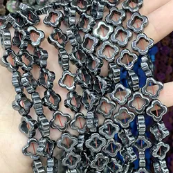 12MM Natural Stone Black Hematite Clover Shape Spacer Loose Beads For Jewelry Making Charms Bracelets DIY Necklace Accessories