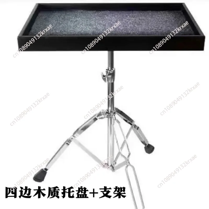 Drum kit, paddle tray, percussion wooden tray with stand, marimba mallets, paddle table, drum sticks, keyboard table