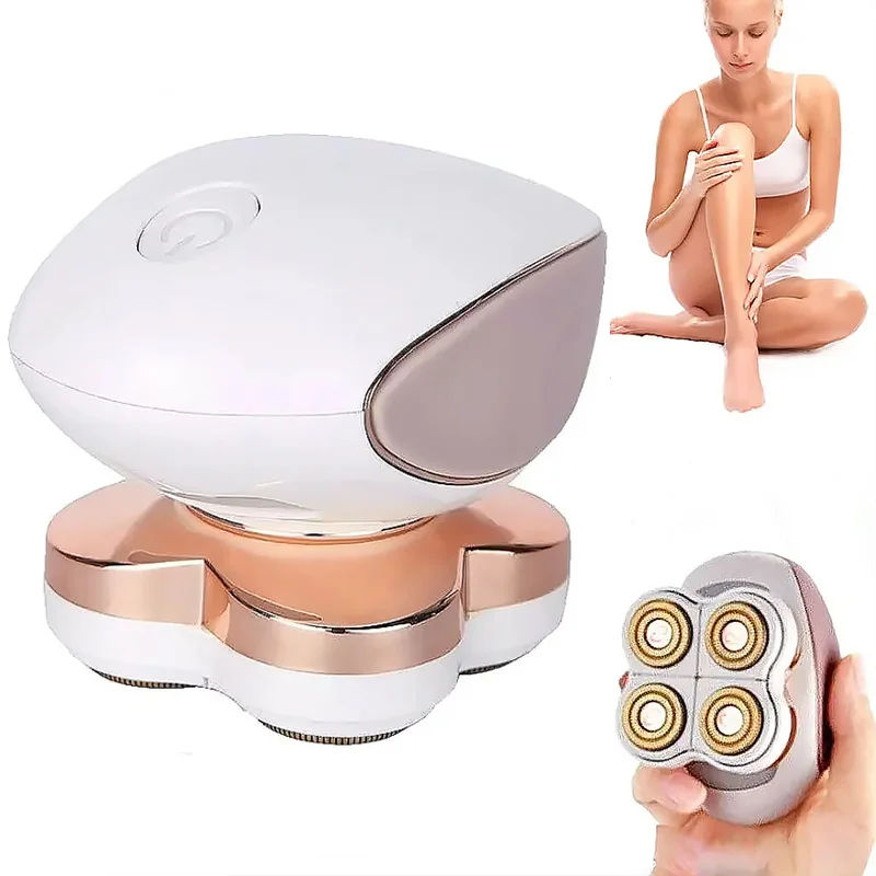 USB Rechargeable Full-Body Shaver, 4 Blades, 360 ° Rotating Electric Hair Remover for Women's Face, Chest, Armpits, Bikini Area, Legs, Arms - Wet/Dry Use, Travel-Friendly Design, Hair Removal Tool, Elegant Trimming Tool, Durable Construction
