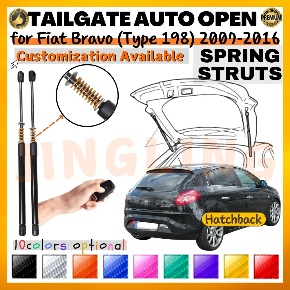 Qty(2) Trunk Struts with Spring for Fiat Bravo (Type 198) Hatchback 2007-2016 Rear Tailgate Boot Dampers Lift Supports Shocks