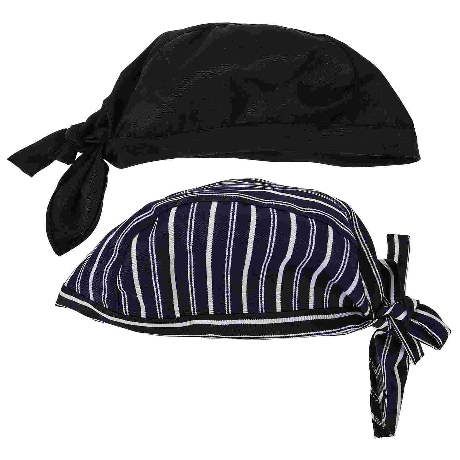 

2 Pcs Chef Tie Back Cap Kitchen Cooking Hat Bandana Serving Breathable Men Women