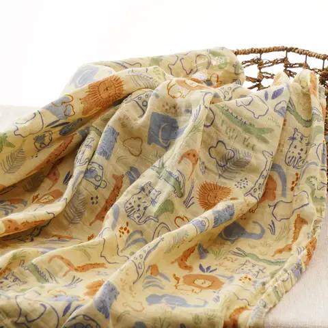 100% 면 120*110cm 2 레이어 신생아 목욕 타올 랩 모슬린 싸는 담요