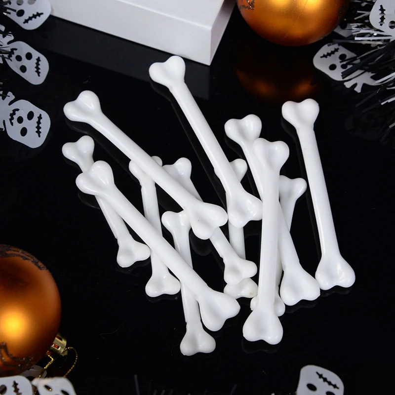 12pcs Halloween Simulation Bones Plastic Model Human Bones Toy Halloween Party Decoration Haunted House Horror Decor Spoof Prop