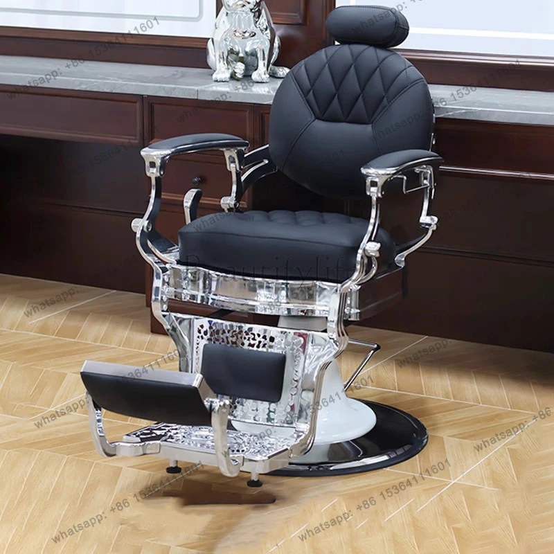Customizable CustomizableIndustrial Style Barber Chair Sturdy Metal Salon Chair Hair Shop Beauty Studio Adjustable Height Sal