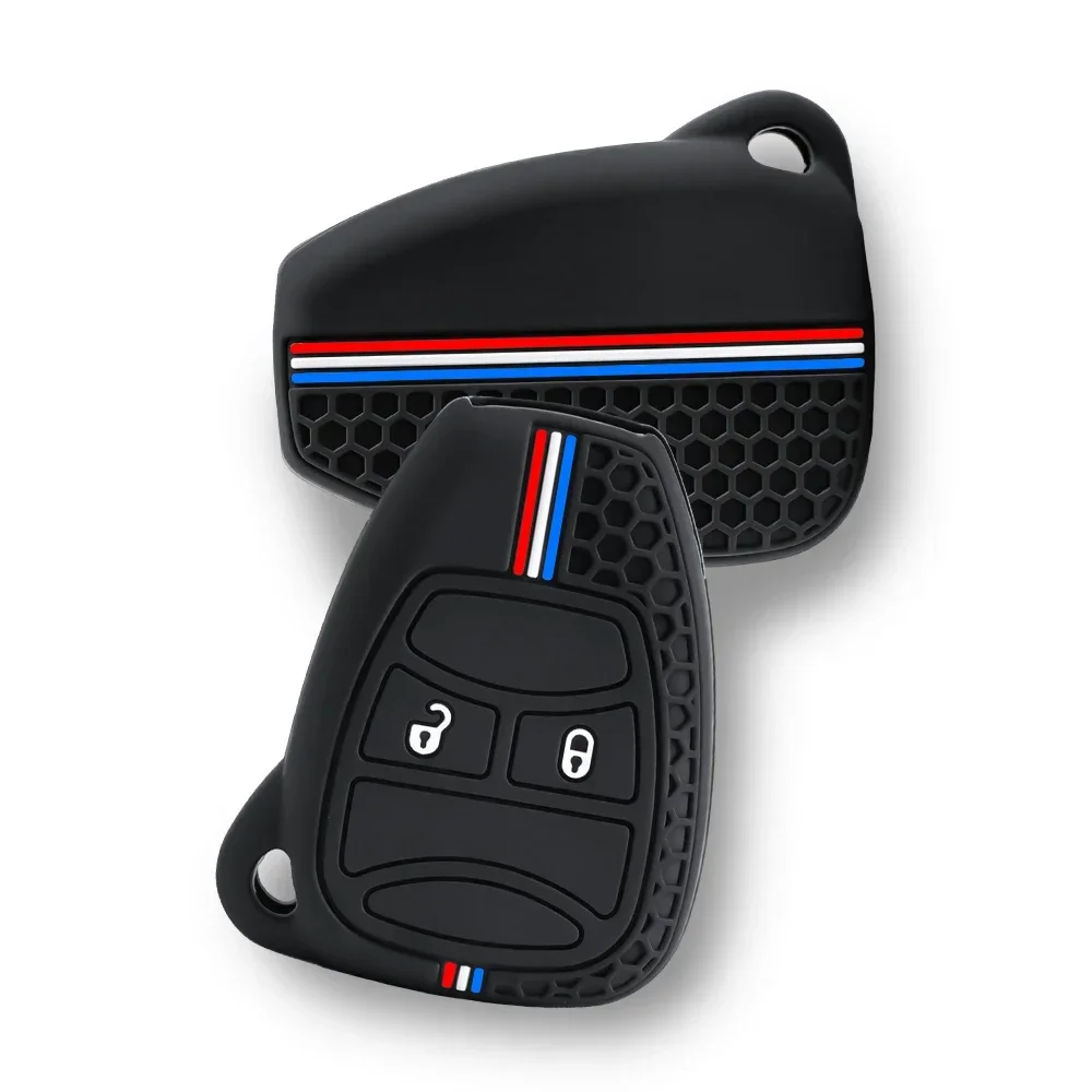 2 Buttons For JEEP Commander Grand Cherokee Liberty Wrangler Compass Patriot Silicone Car Key Cover Case Skin Protector Keychain