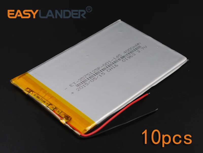 

10pcs/Lot 3.7V 4000mAh 3575125 Rechargeable li Polymer Li-ion Battery Fr Bluetooth Notebook E-Book Power Bank Portable Consumer