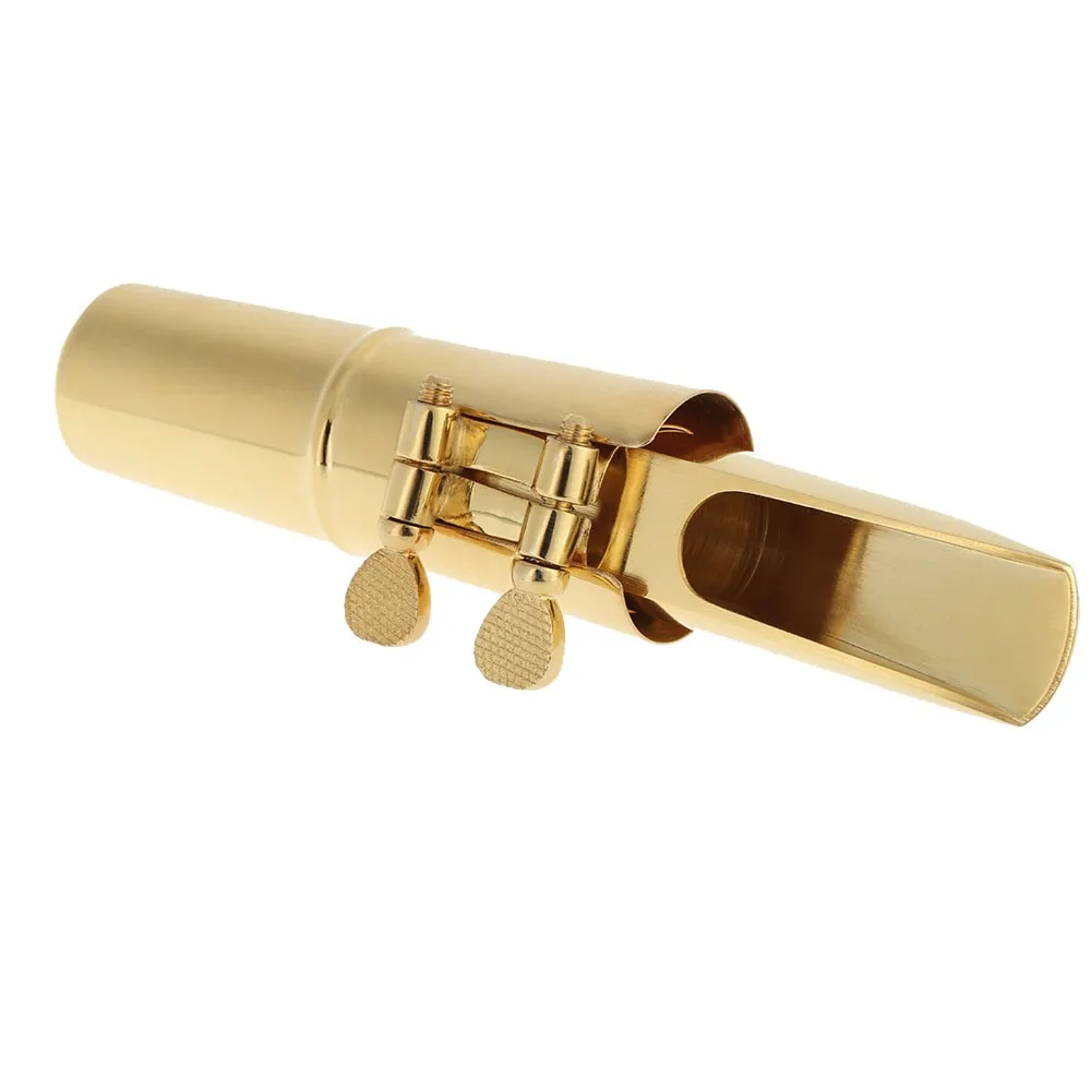 Gold Plating Jazz Tenor Sax Saxophone 5C Mouthpiece Metal with Mouthpiece Patches Pads Cushions Cap Buckle