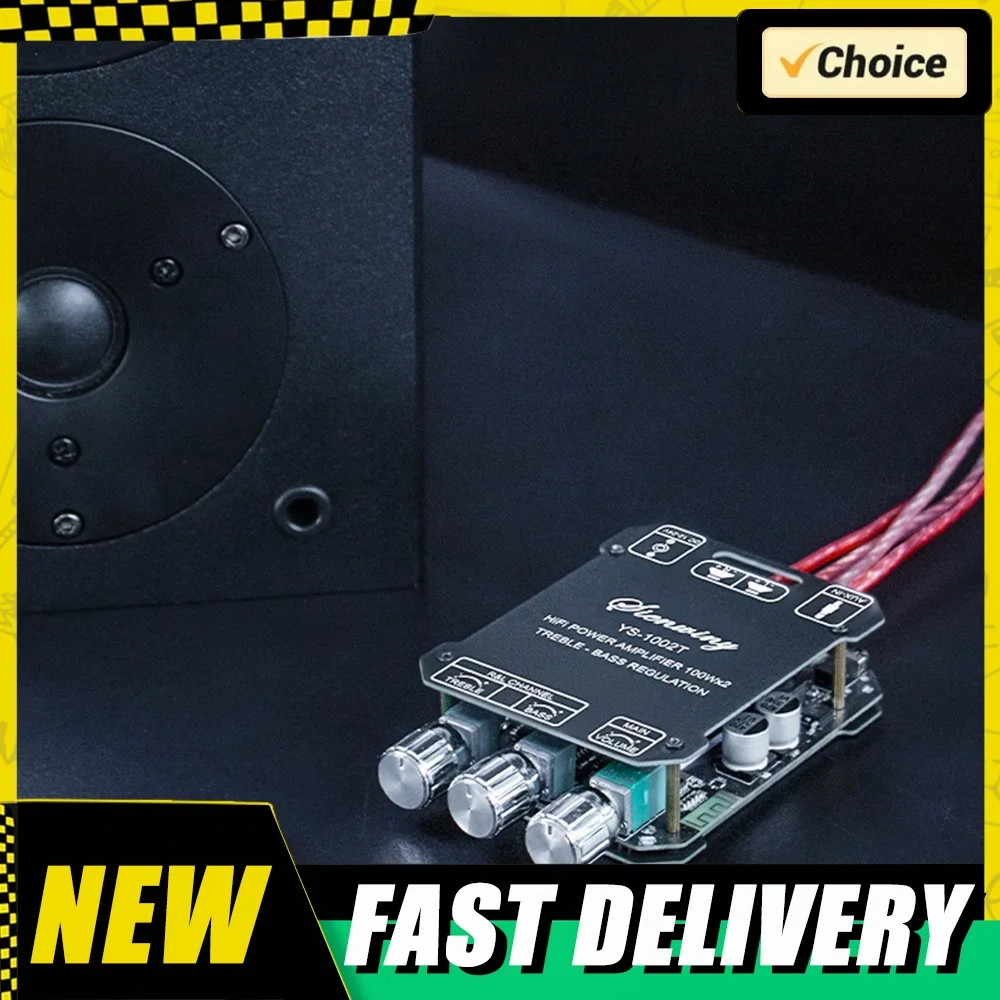 YS-1002T 2.0 Channel Amplifier Board BT/AUX Input 100W+100W DIY Speakers Power Amp for Reliable Precision Stable Performance
