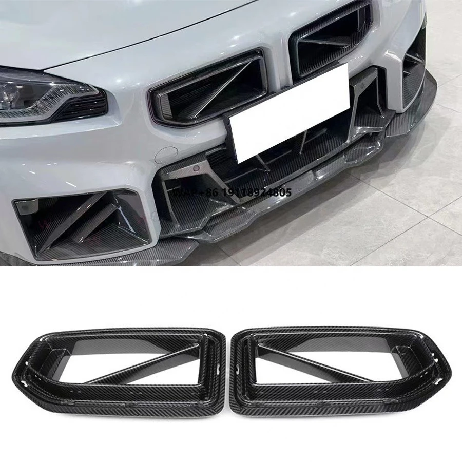 

For M2 G87 2023+ Dry Carbon Fiber Front Bumper Air Vent Cover Trim Fog Lamp Mesh Grill Frame Body Kit-New Condition