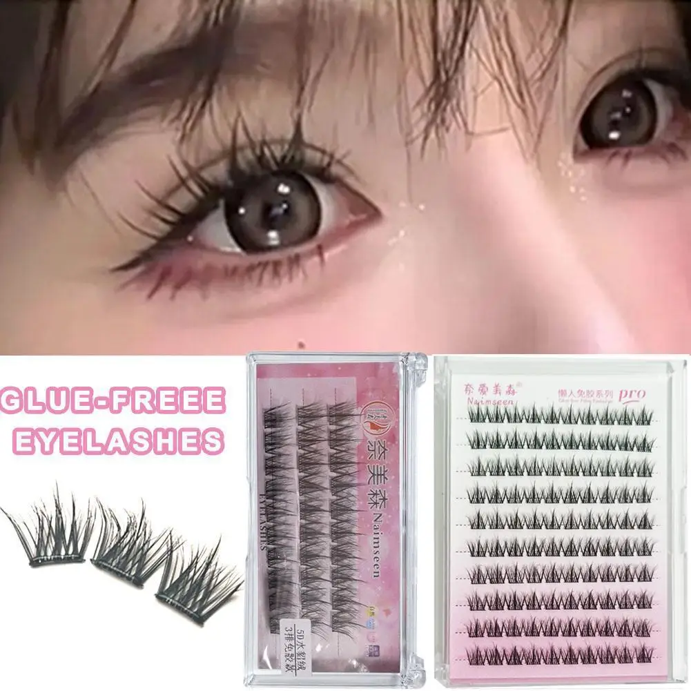 Self Adhesive False Eyelashes 5D Mink Lashes,No Glue Eyelash Clusters,Idol Curl Lash Clusters Reusable Individual Section Lashes