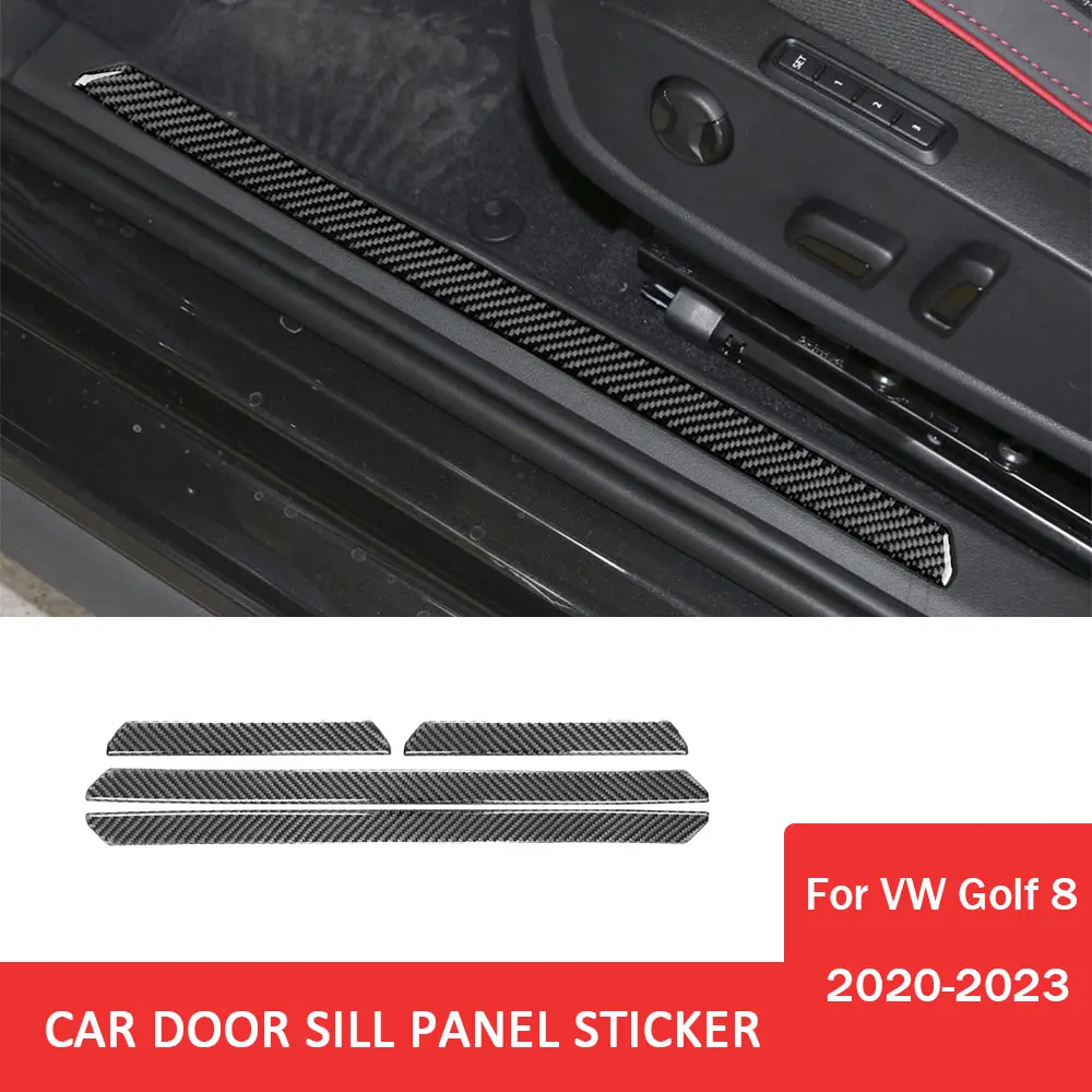 

Car Door Sill Trim Sticker for Volkswagen VW Golf 8 MK8 2020-2023 Carbon Fiber Anti-Scratch Cover Auto Interior Accessories