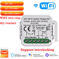 Smart Dry Contact WiFi Switch Module Smart Home DIY Breaker Relay DC 12-48V AC 100-240V Compatible with Alexa Google Home