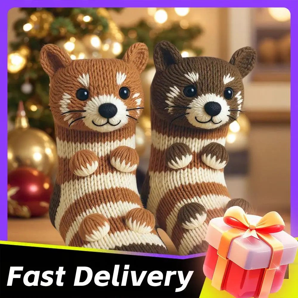 ثلاثية الأبعاد محبوك الحيوان لطيف الجوارب عيد الميلاد محبوك جوارب يمكن السير بها على الأرض الجوارب الدافئة للنساء المراهقين الاطفال المنزل الشتاء عطلة هدية الكريسماس #2