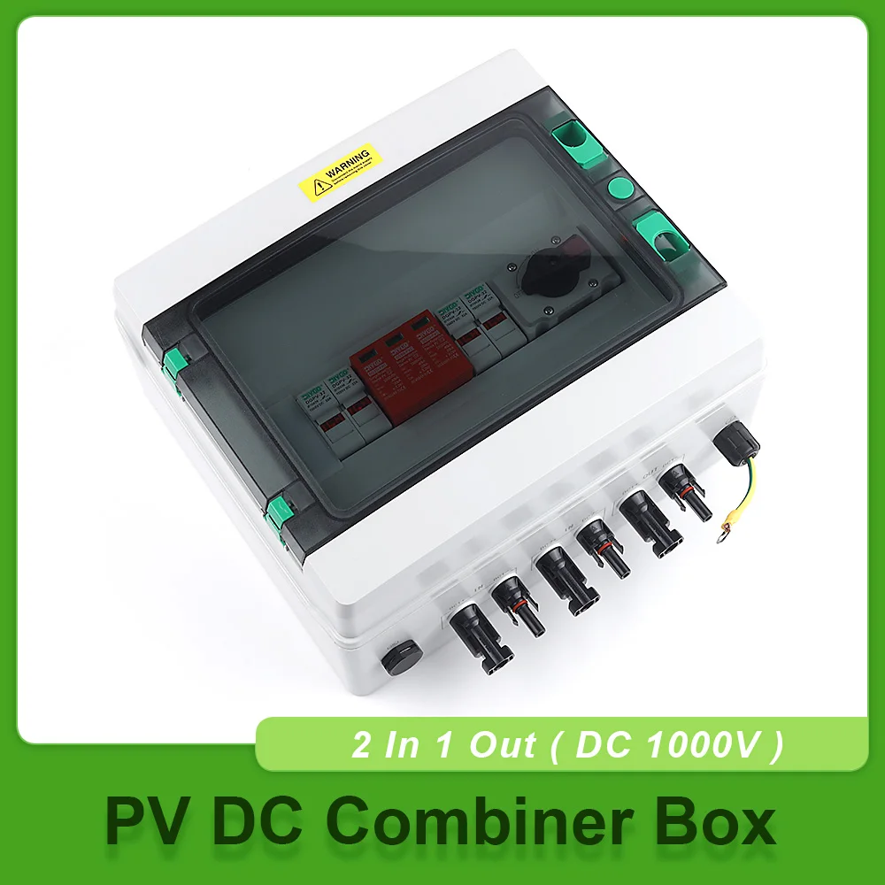 2 In 1 Out 1000V Wall-mounted PV Combiner Box Surge Lightning Protection SPD Photovoltaic Isolation Switch Waterproof Dustproof