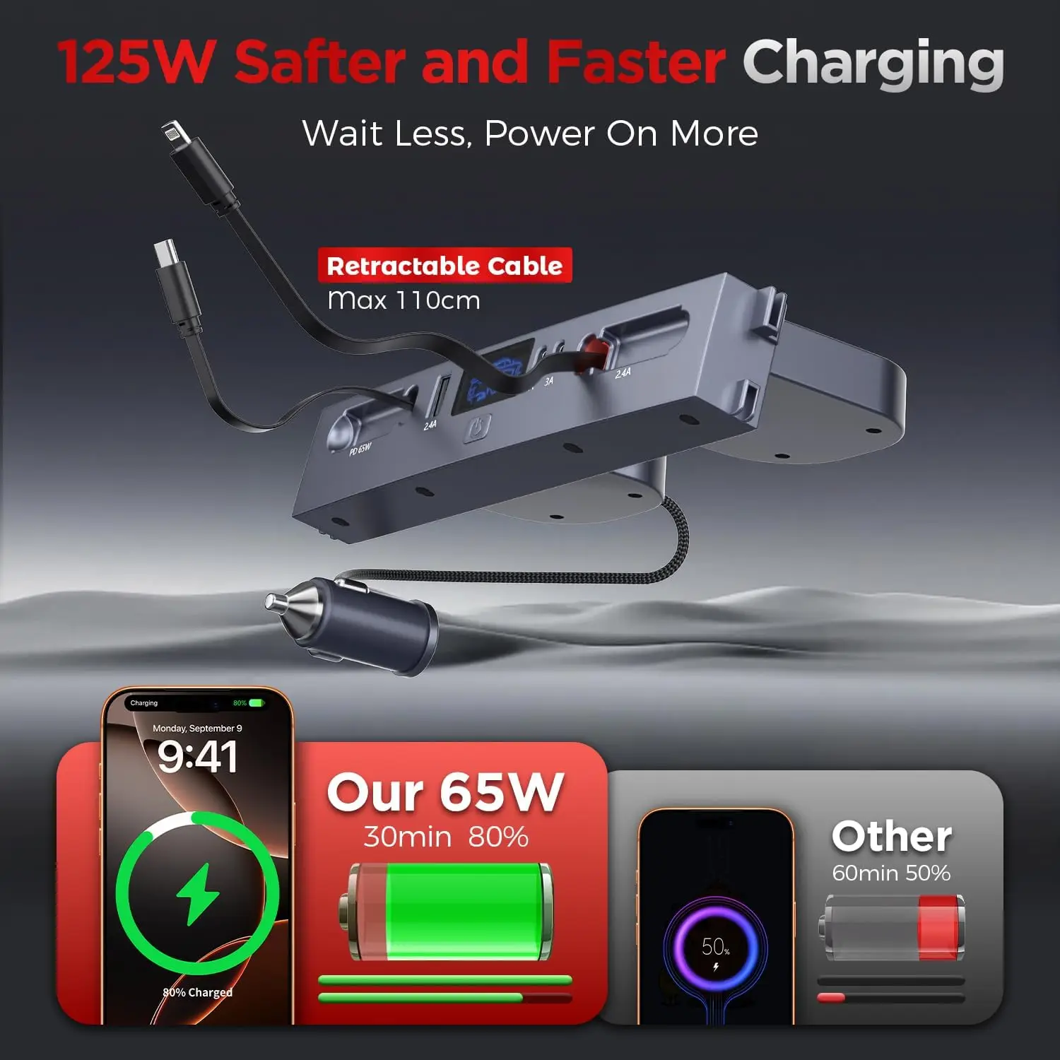 65W Quick Charger For Tesla Model 3 Highland 2024/ Y Juniper 2025 USB Shunt Docking Station Car Adapter Powered Splitter