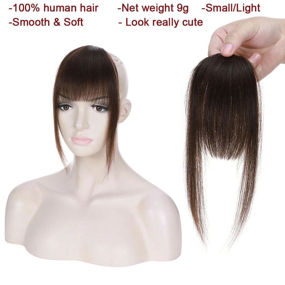 Rich Choices 9g Clip-in Bangs With Temples Real Human Hair Small Fringe Mini Bangs Natural Hair Piece Hair Clips For Extensions