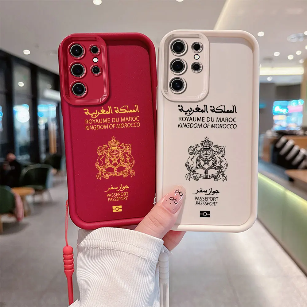 Morocco Passport Phone Case For Xiaomi Redmi 9A 9C 10 10C 12 12C K30 K40 K50 Note 10 11 12 13 Pro 5G Cover With Hand Strap