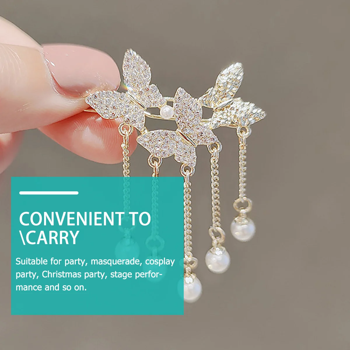 

3Pcs Fashion Butterfly Hair Clips with Tassel Accessories for Women Daily Outfit Stage Costume Party Gift