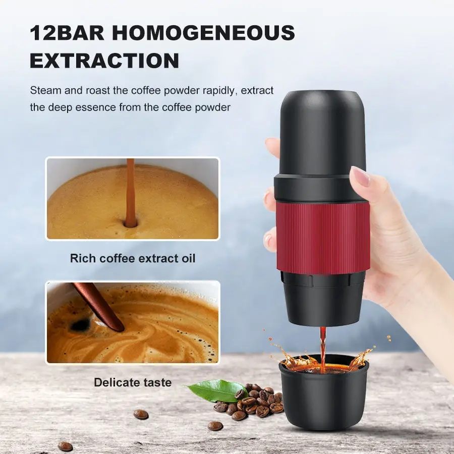 Portable Espresso Maker, Upgrade Version of Minipresso, Mini Travel Coffee Machine, Perfect for Camping, Travel and Office