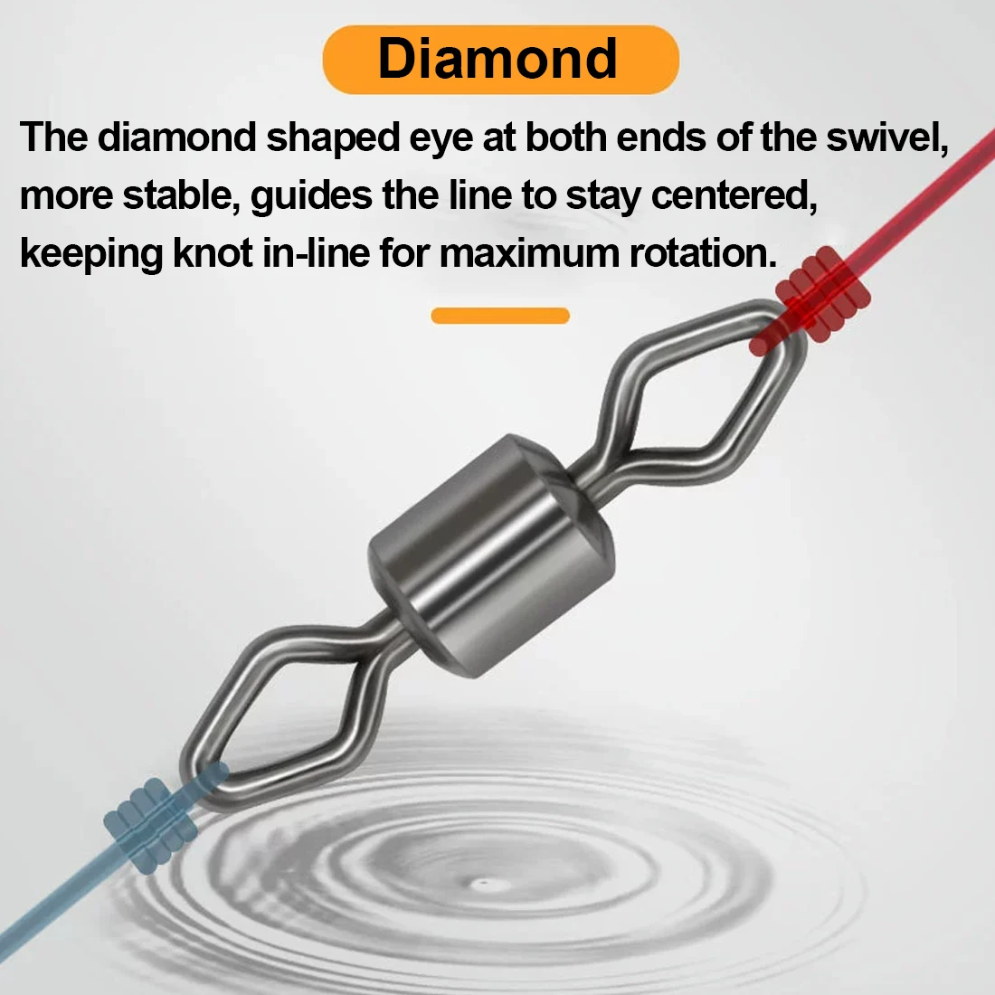 FishTrip Rolling Swivel Fishing 50Pack Diamond High Strength Saltwater Swivels Eliminate Line Twist