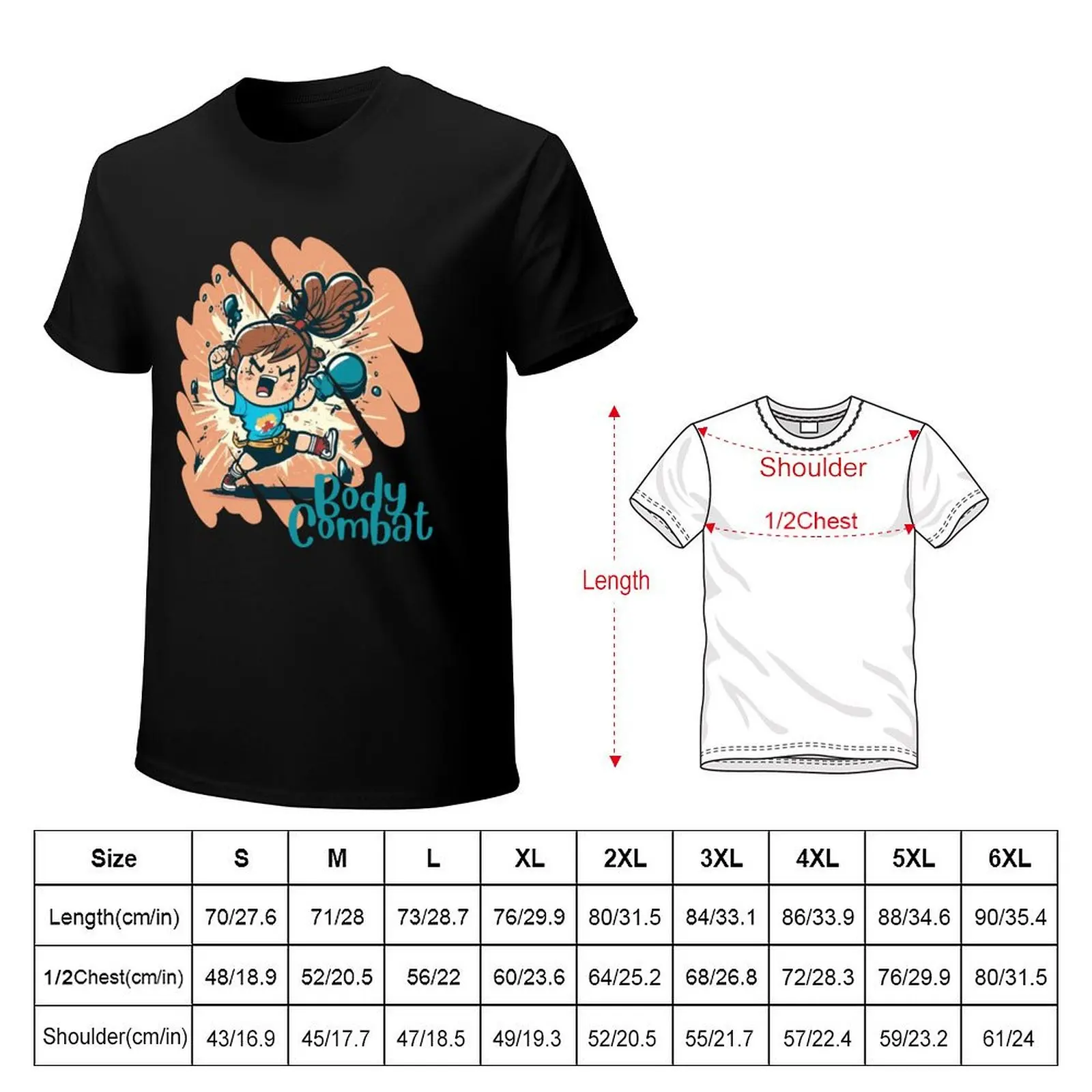 Funny Cartoonish Cute Girl Doing Body Combat Punch T-Shirt Urban Style Casual Short Sleeve Top