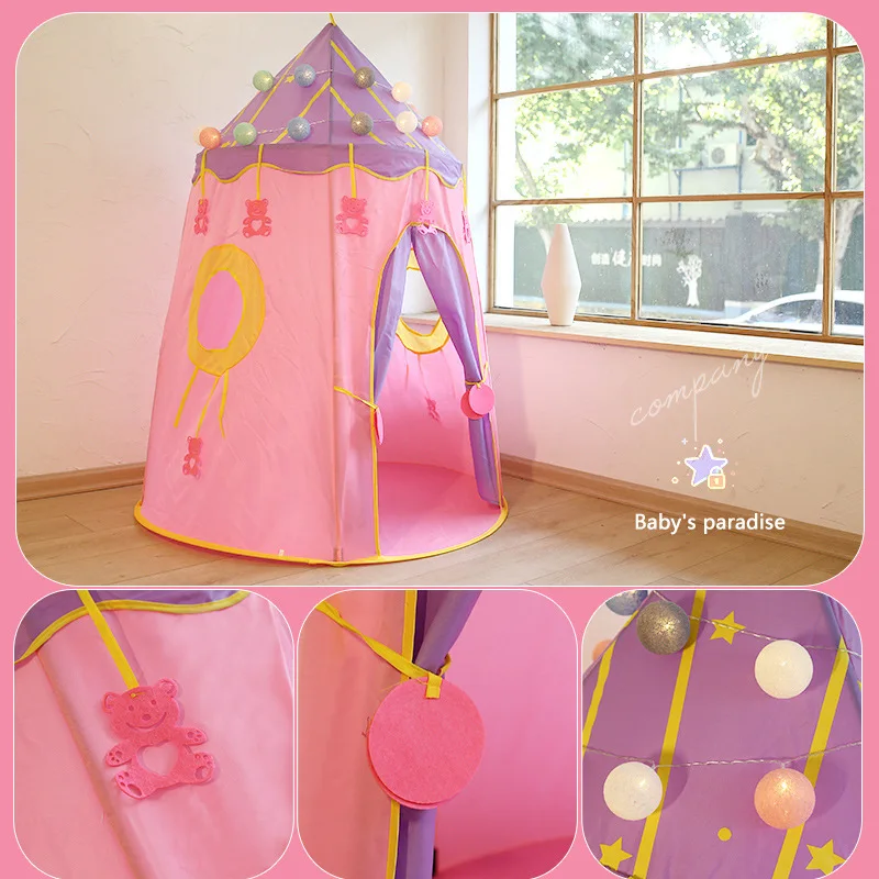 Kids Indoor Princess Castle Mongolian Yurt Teepee Tent for Girls Baby Portable Play House Toy Bedroom Game Room Home Decor