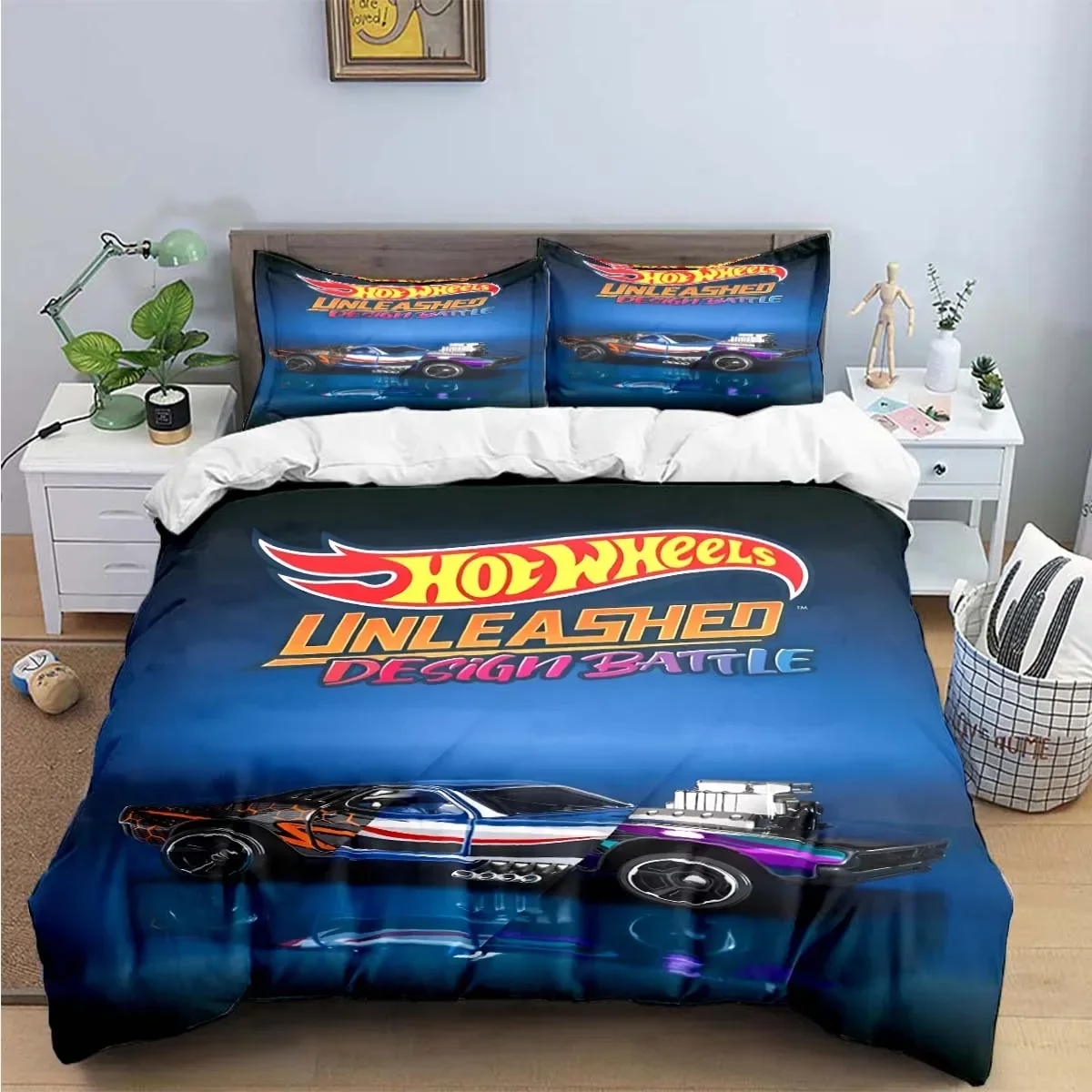 3D Fashion Cartoon Hot W-Wheels Print Bedding Sets Bed Supplies Set Duvet Cover Bed Comforter Set Bedding Set Luxury Gift