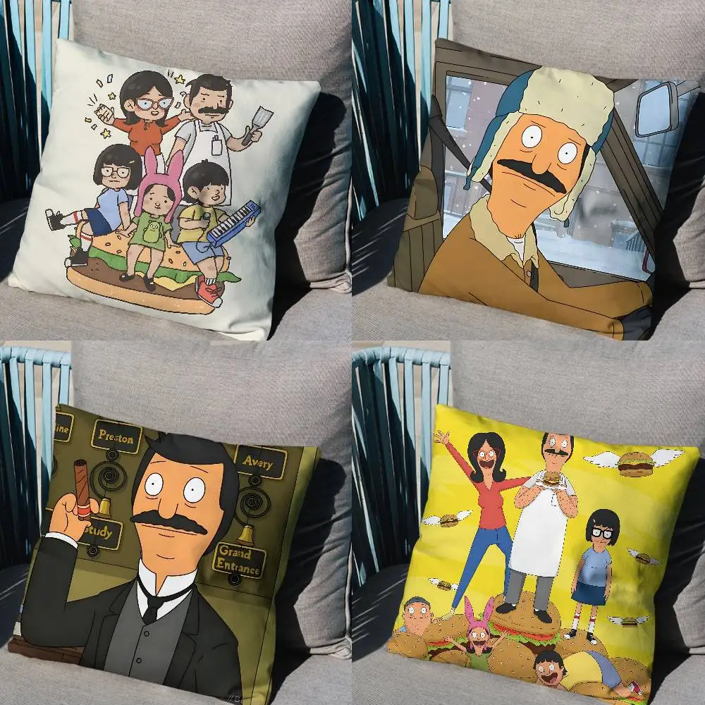 

Insomnibob Bob's Burgers Pillow Case Anti-dustmite Pillowcase Invisible zipper silky short plush Sofa cushion cover