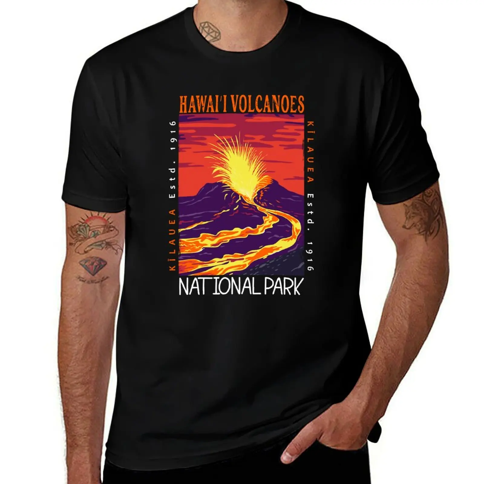 Hawaii Volcanoes National Park Kilauea Distressed T-Shirt Vintage Style Printed Top T-Shirt