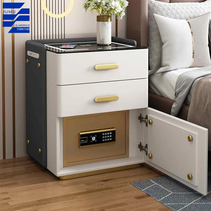 Glamorous Furniture Modern Minimalist Smart Safe Nightstands Multifunctional Safe Bedside Cabinet For Bedroom Use