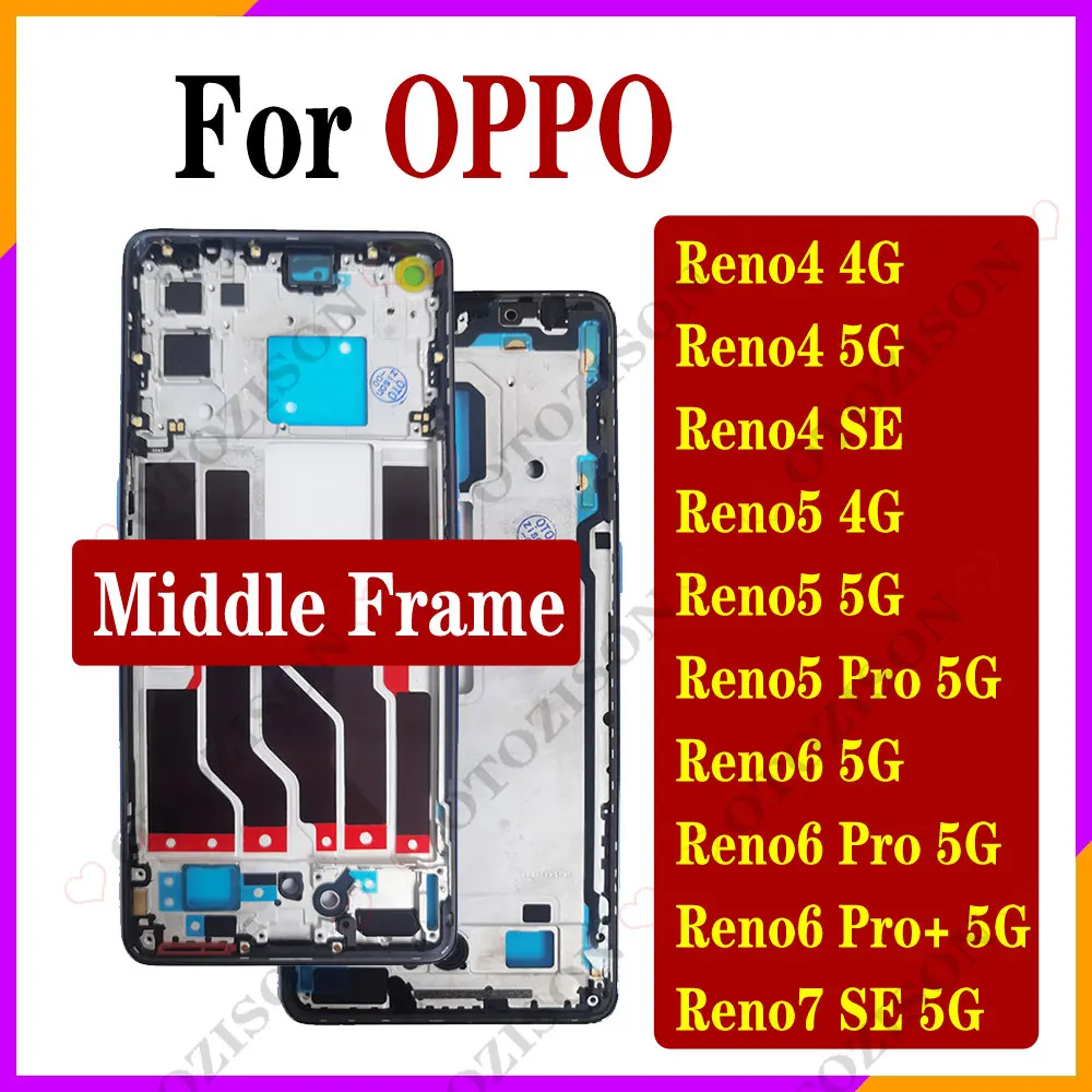 Reno6 Pro+ 5G Middle Frame For OPPO Reno 5 4G 5G Reno 7 SE Middle Frame Reno4 SE Housing Cover frame CPH2249 PENM00 Replacement