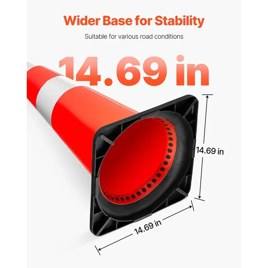 مخاريط أمان، 8 عبوات 30 مخاريط مرور، مخاريط بناء برتقالية PVC مع أطواق عاكسة وقاعدة سوداء مرجحة، للسفر #5