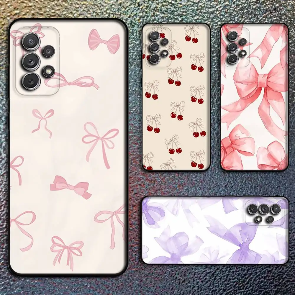 

Korean Cute Pink Bow Phone Case For Samsung S25,S24,S21,S22,S23,S30,Ultra,S20,Plus,Fe,Lite,Note,10,9,5G Black Cover