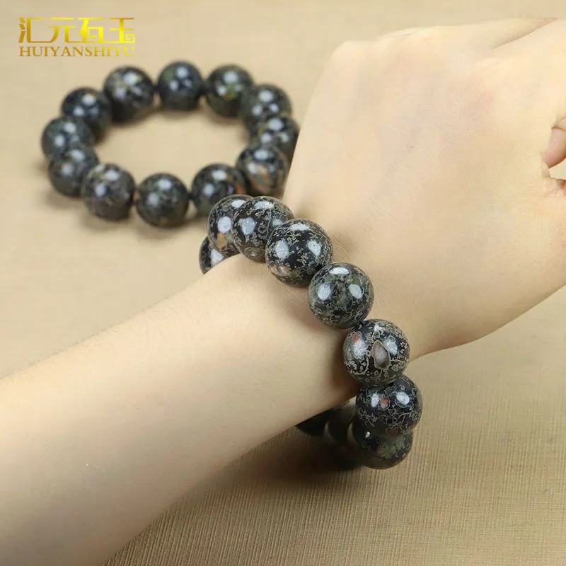 Натуральный браслет Ruyang Plum Blossom старого типа Anshan Rock Jade унисекс с круглыми бусинами