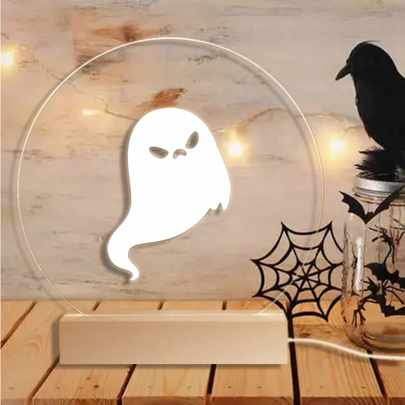 Mischievous Ghost Color Changing LED Lights Grave Skull Pumpkin Bat Castle Lamp for Home Halloween Decoration