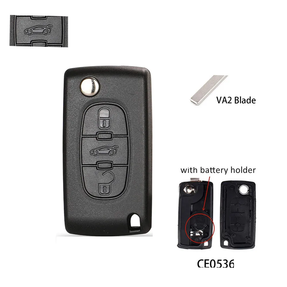 Remote Car Key Shell Fob For Peugeot 207 307 308 407 607 807 For Citroen C2 C3 C4 C5 C6 Flip 3 Button HU83/VA2 Blade CE05 36/23