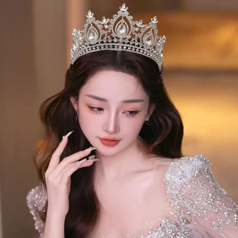 

Luxury Baroque Crystal Royal Queen Wedding Crown Rhinestone Tiaras Bride Diadem Pageant Headdress Hair Jewelry Accessories