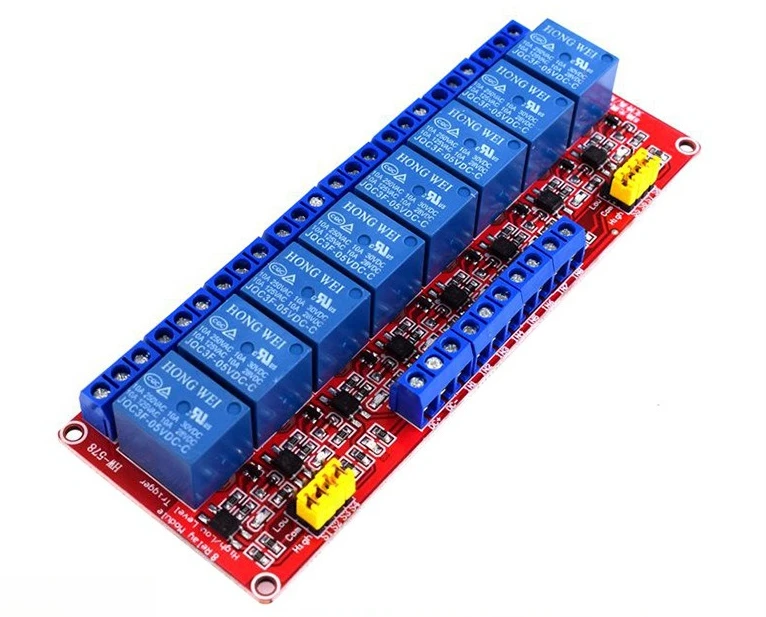 8 Channel 5V Optocoupler Isolated Relay Module, High/Low Level Trigger, AC 220V 10A DC 30V 10A, for PLC Arduino