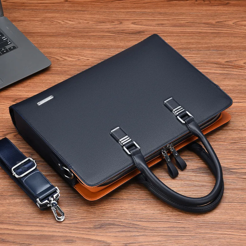 High-end Handbag Business Casual Large Capacity Luxury Men's Messenger Genuine Leather Briefcases Brief Men Case  Porte Document
