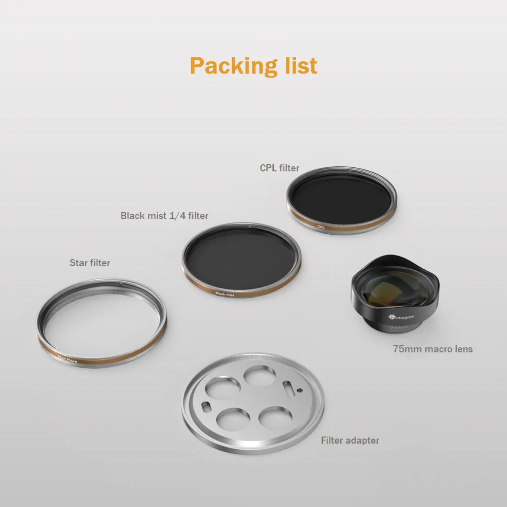 Fotorgear Filter Set for Xiaomi 13 Ultra Original White Photography Kit CPL Black Mist Filter 75mm Macro Lens Filter Photo Kit